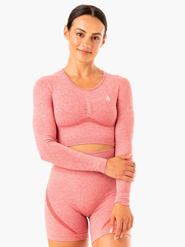 Hauts Ryderwear Sculpt Seamless Long Sleeve Rose Femme | JYB-31772664