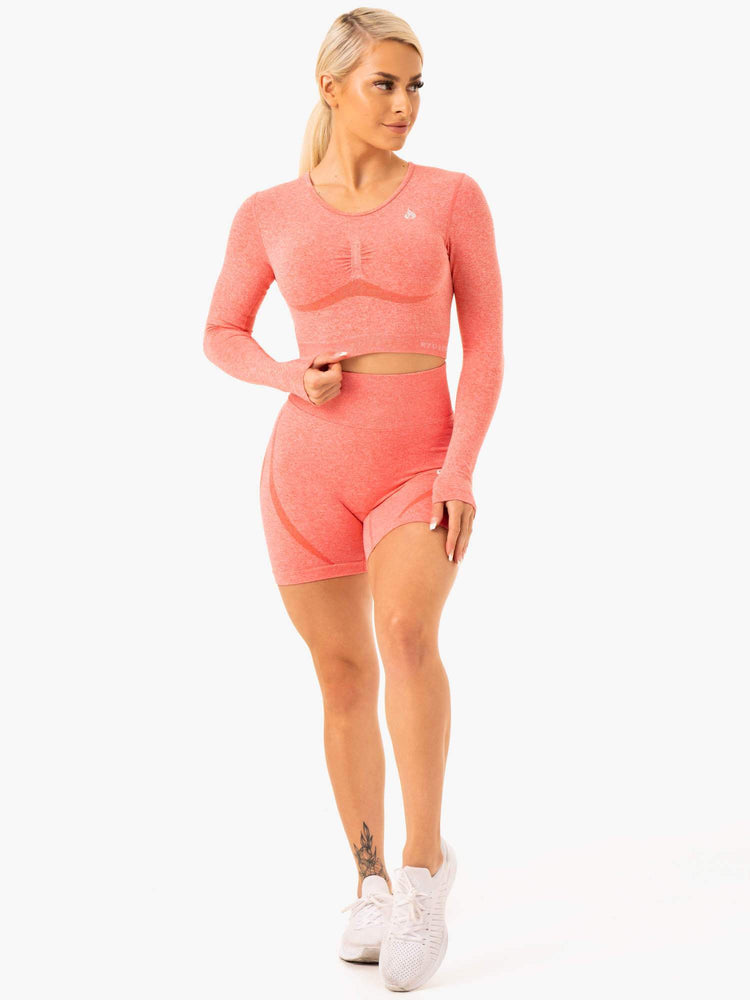 Hauts Ryderwear Sculpt Seamless Long Sleeve Corail Femme | HOW-28979442