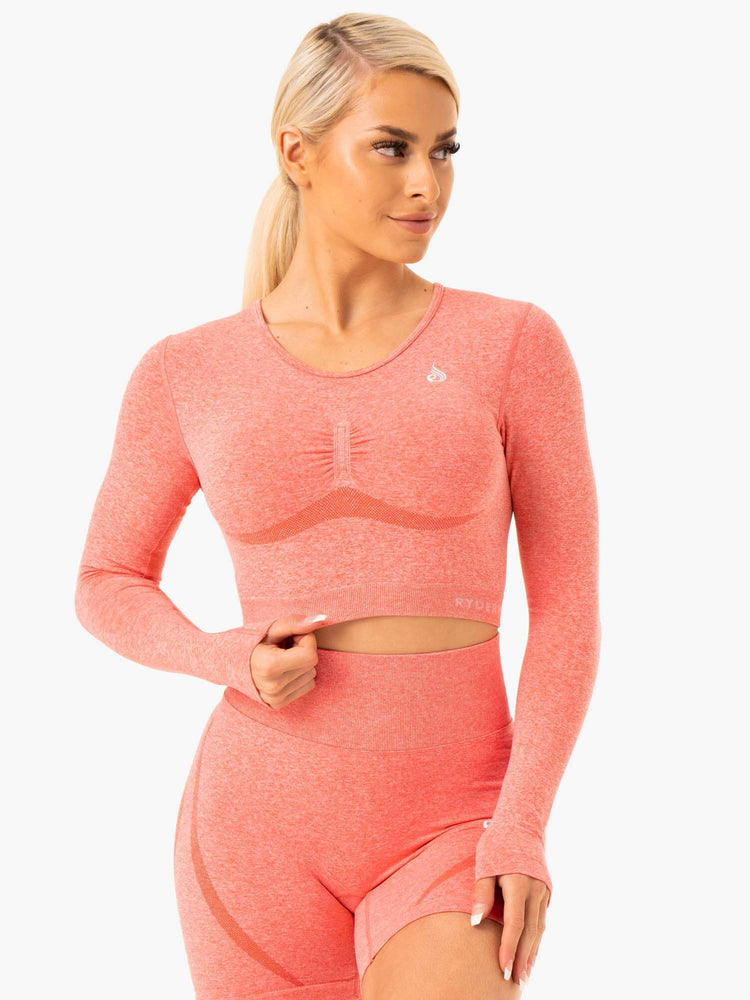 Hauts Ryderwear Sculpt Seamless Long Sleeve Corail Femme | HOW-28979442