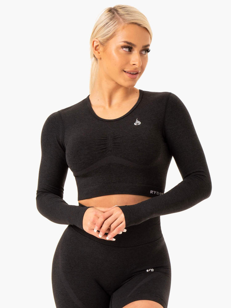 Hauts Ryderwear Sculpt Seamless Long Sleeve Noir Femme | AWE-26894832