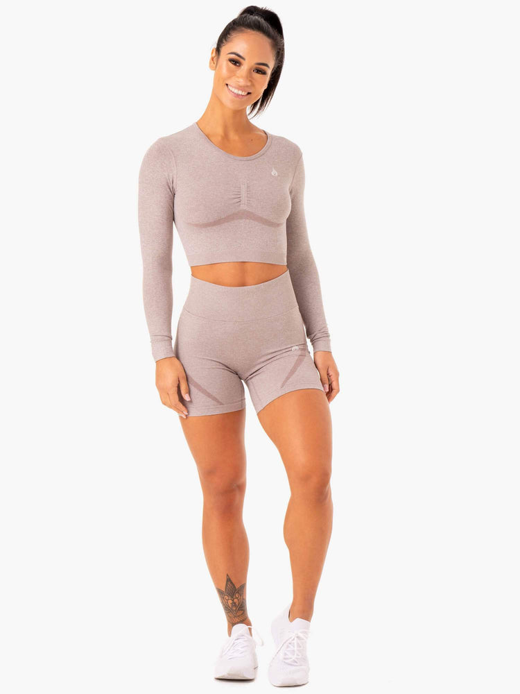 Hauts Ryderwear Sculpt Seamless Long Sleeve Marron Clair Femme | CWM-79084776