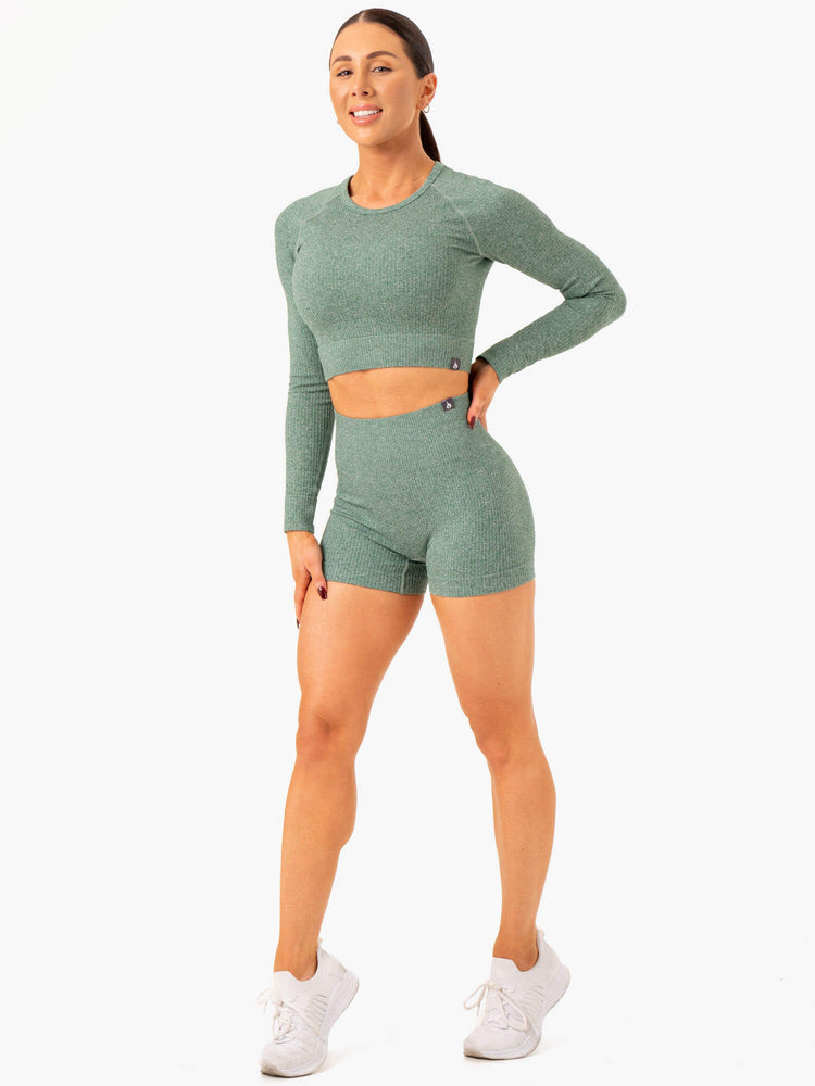 Hauts Ryderwear Rib Seamless Long Sleeve Vert Femme | YJY-11043411