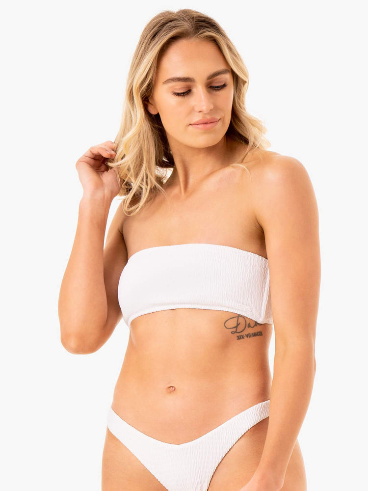 Hauts Ryderwear Paradise Bandeau Bikini Blanche Femme | CVH-00278897