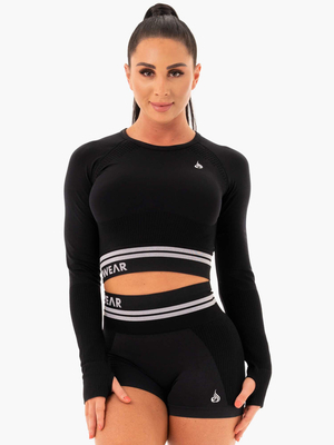 Hauts Ryderwear Freestyle Seamless Long Sleeve Crop Noir Femme | ZJJ-63461195