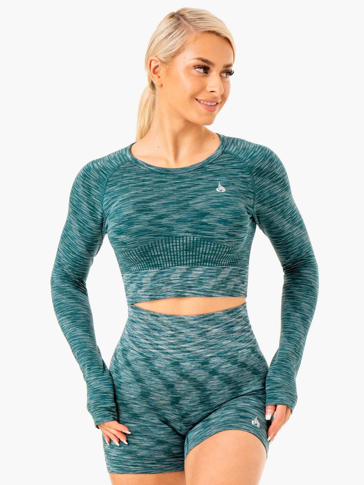 Hauts Ryderwear Evolve Seamless Long Sleeve Turquoise Femme | BGZ-16298697