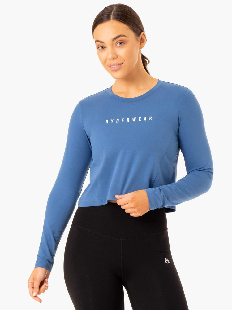 Hauts Ryderwear Foundation Long Sleeve Bleu Femme | BEU-60446367