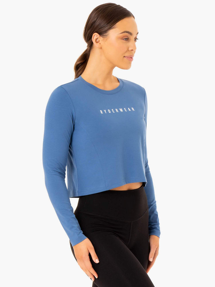 Hauts Ryderwear Foundation Long Sleeve Bleu Femme | BEU-60446367