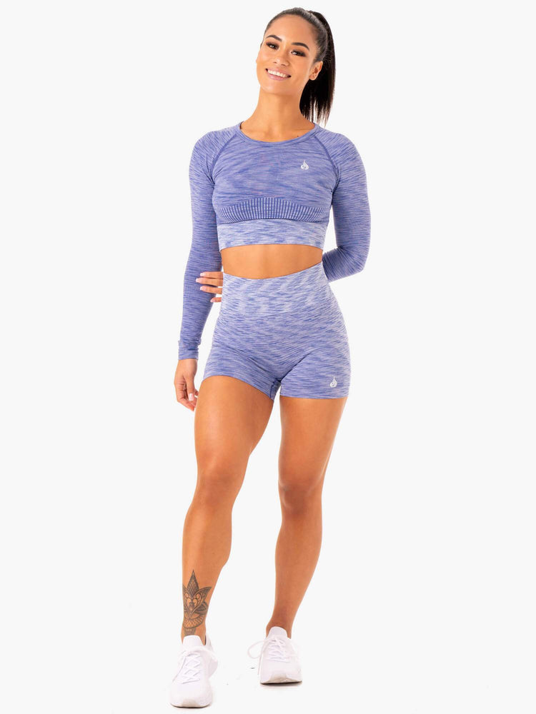 Hauts Ryderwear Evolve Seamless Long Sleeve Bleu Femme | KJT-89333519