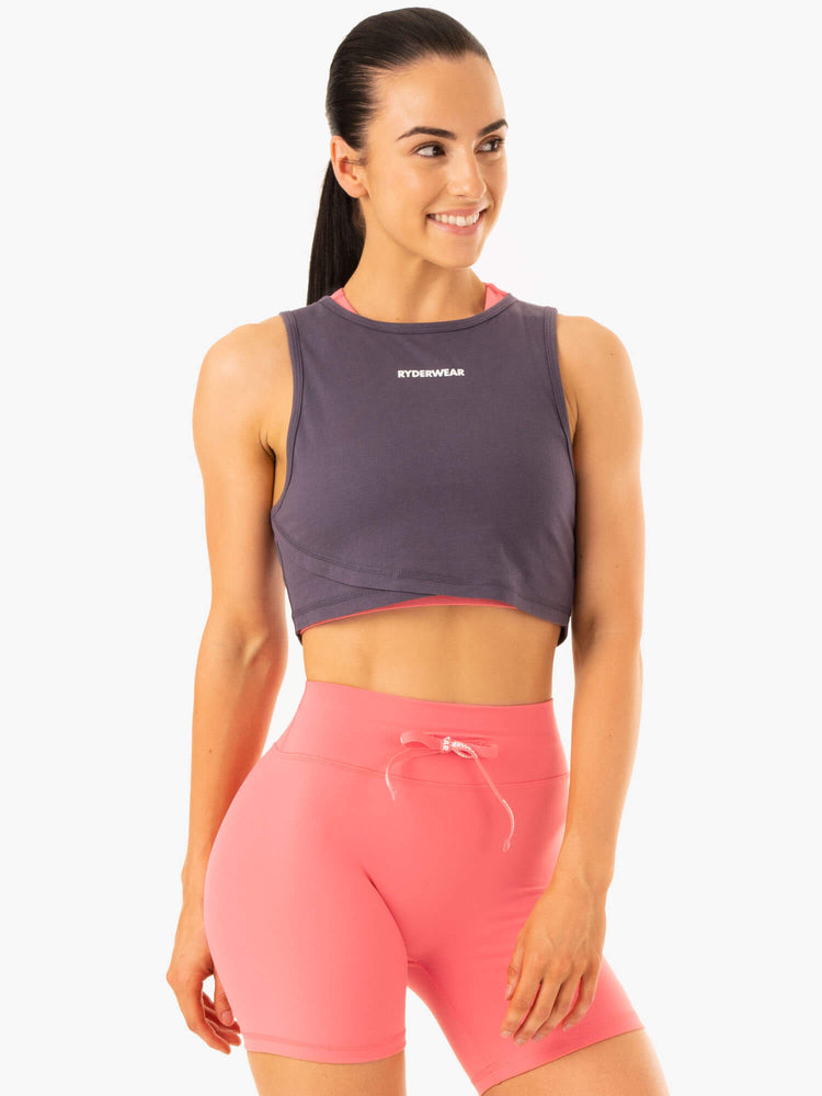 Debardeur Ryderwear Replay Cross Over Grise Femme | CLC-45481626