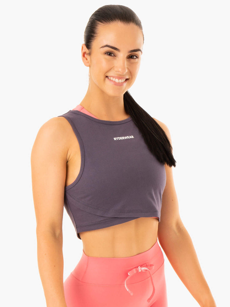 Debardeur Ryderwear Replay Cross Over Grise Femme | CLC-45481626