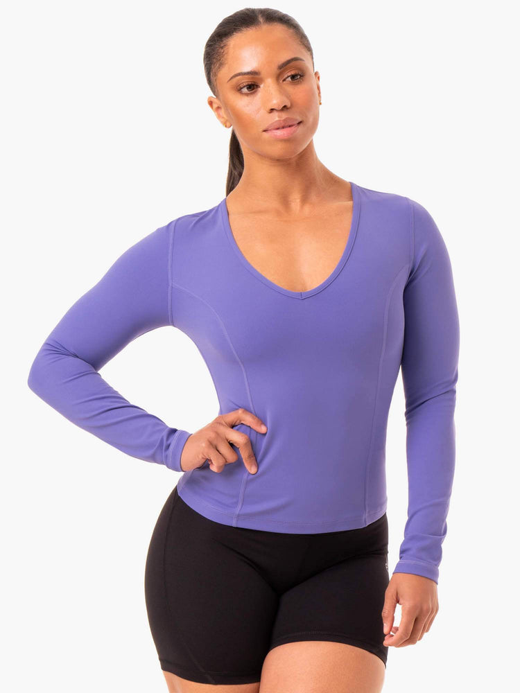 Hauts Ryderwear Nkd Align Long Sleeve Course Violette Femme | WOE-14587299