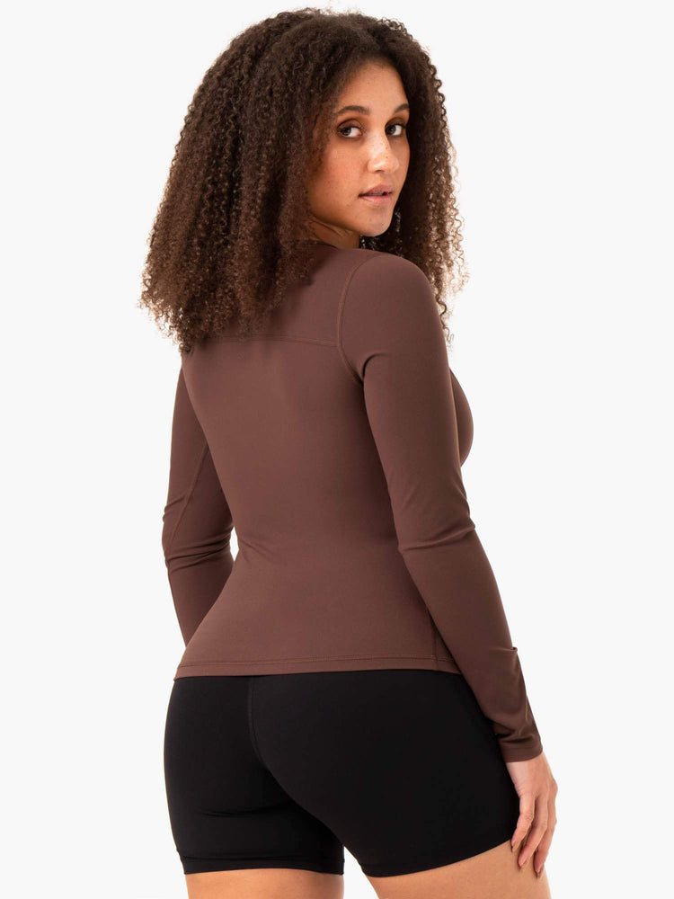 Hauts Ryderwear Nkd Align Long Sleeve Course Chocolat Femme | QDC-69259449