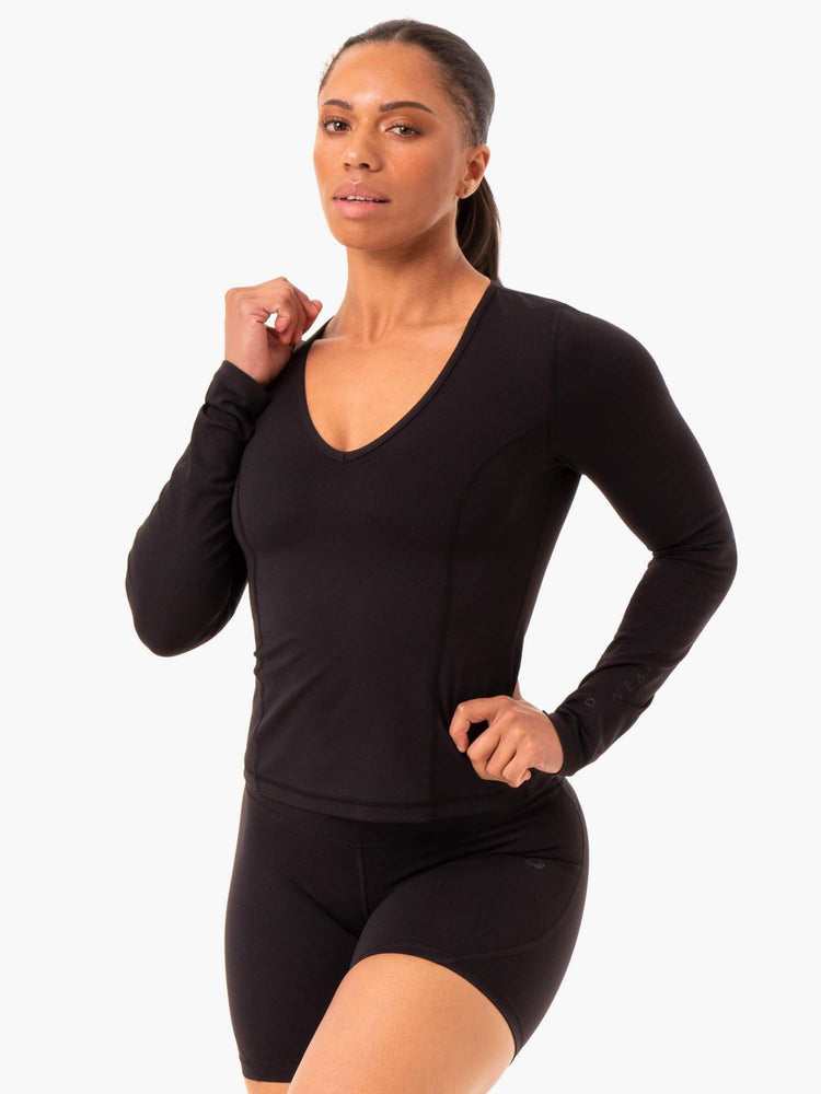 Hauts Ryderwear Nkd Align Long Sleeve Course Noir Femme | PYH-35292565