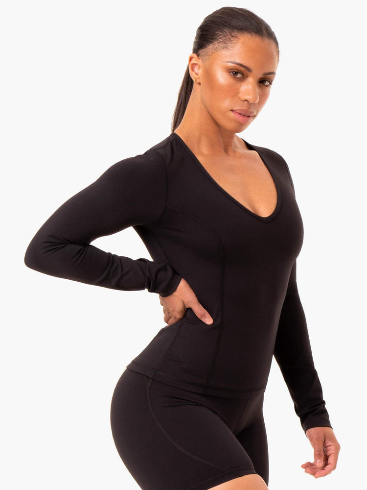 Hauts Ryderwear Nkd Align Long Sleeve Course Noir Femme | PYH-35292565