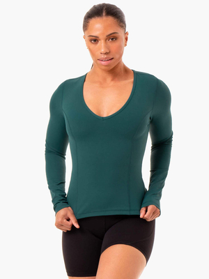 Hauts Ryderwear Nkd Align Long Sleeve Course Turquoise Femme | QOC-33892711