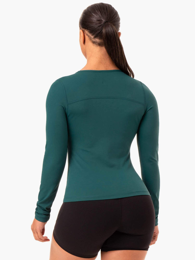 Hauts Ryderwear Nkd Align Long Sleeve Course Turquoise Femme | QOC-33892711