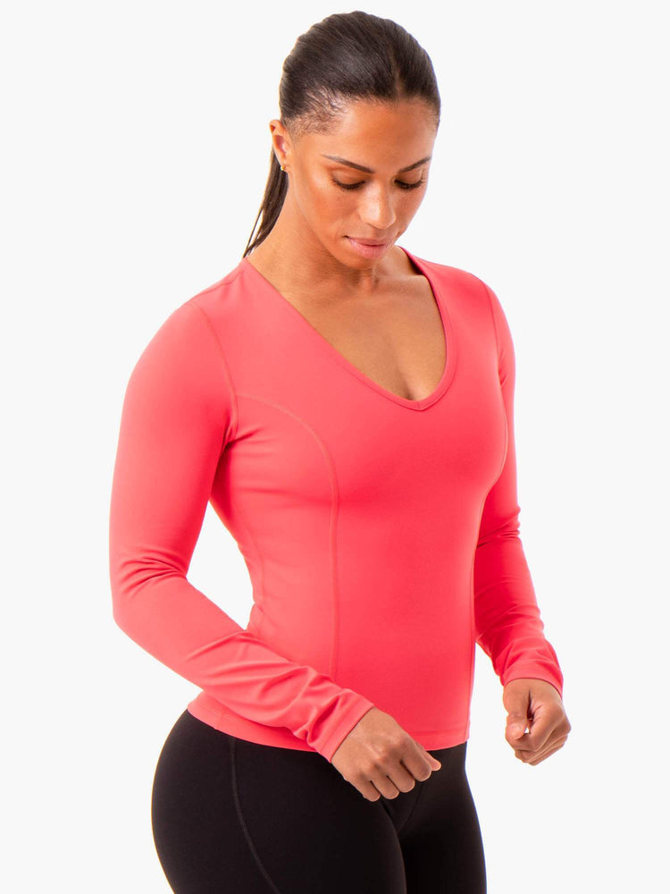 Hauts Ryderwear Nkd Align Long Sleeve Course Rouge Femme | GBB-62426431