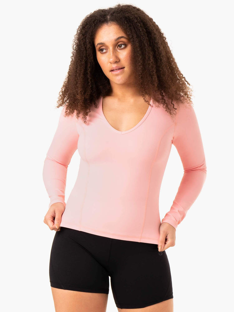 Hauts Ryderwear Nkd Align Long Sleeve Course Rose Femme | ALW-86703132