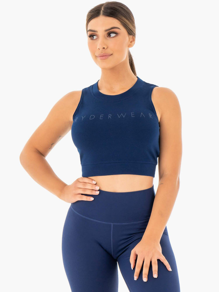 Hauts Ryderwear Motion Crop Bleu Marine Femme | ZVK-17060903