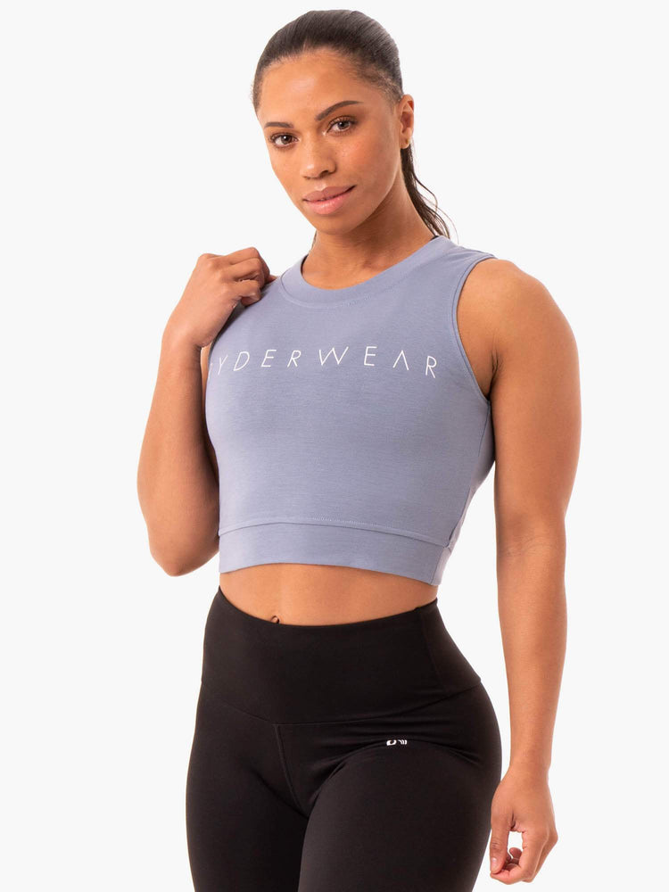 Hauts Ryderwear Motion Crop Grise Femme | NEM-65781361