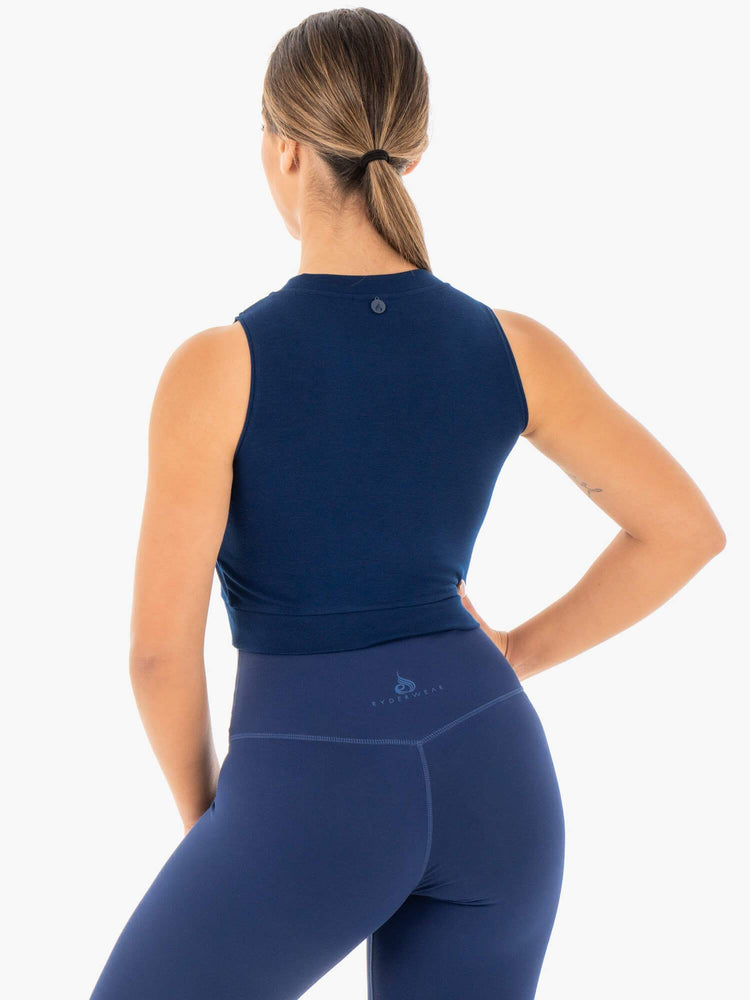 Hauts Ryderwear Motion Crop Bleu Marine Femme | ZVK-17060903