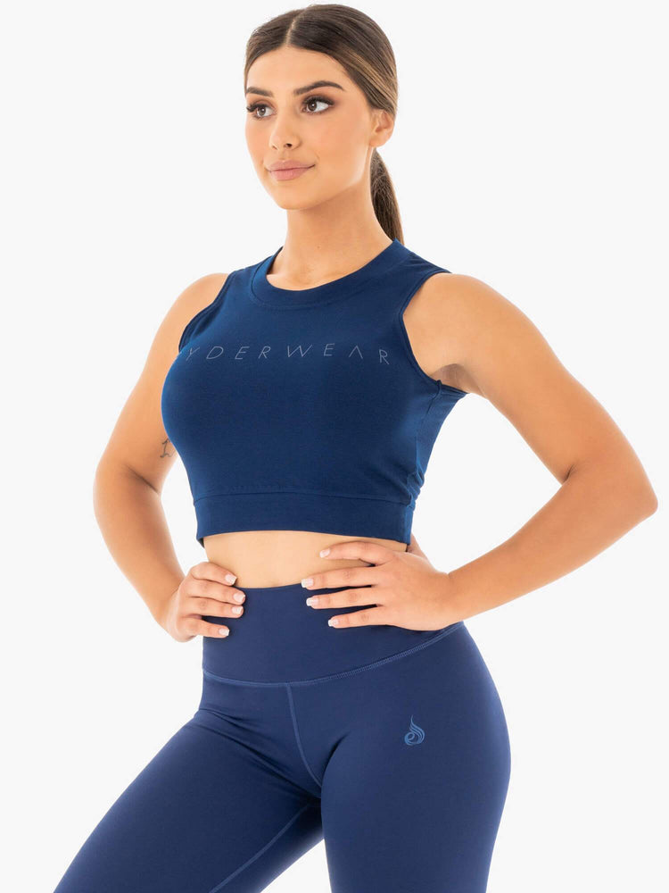 Hauts Ryderwear Motion Crop Bleu Marine Femme | ZVK-17060903