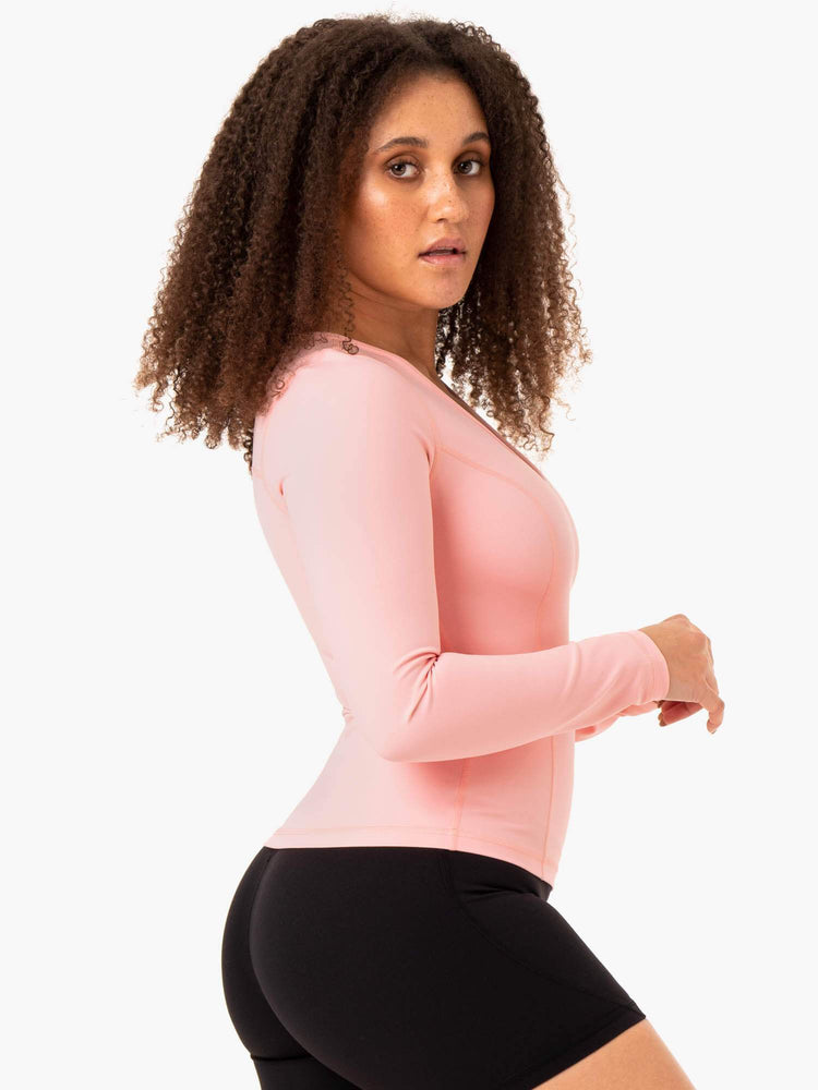 Hauts Ryderwear Nkd Align Long Sleeve Course Rose Femme | ALW-86703132