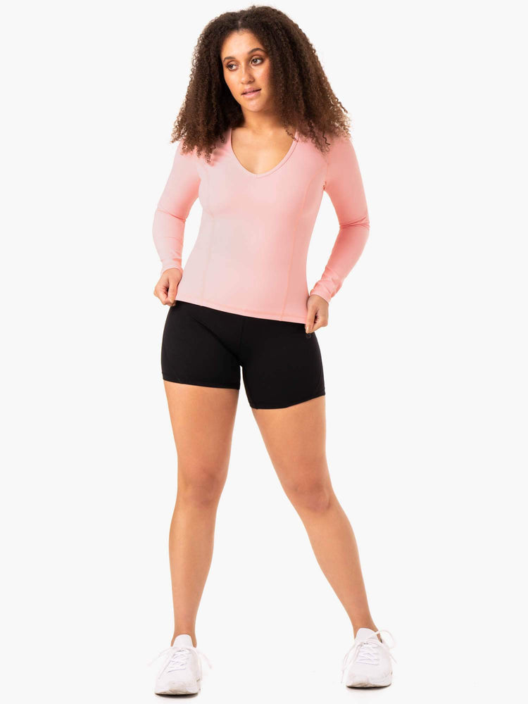 Hauts Ryderwear Nkd Align Long Sleeve Course Rose Femme | ALW-86703132