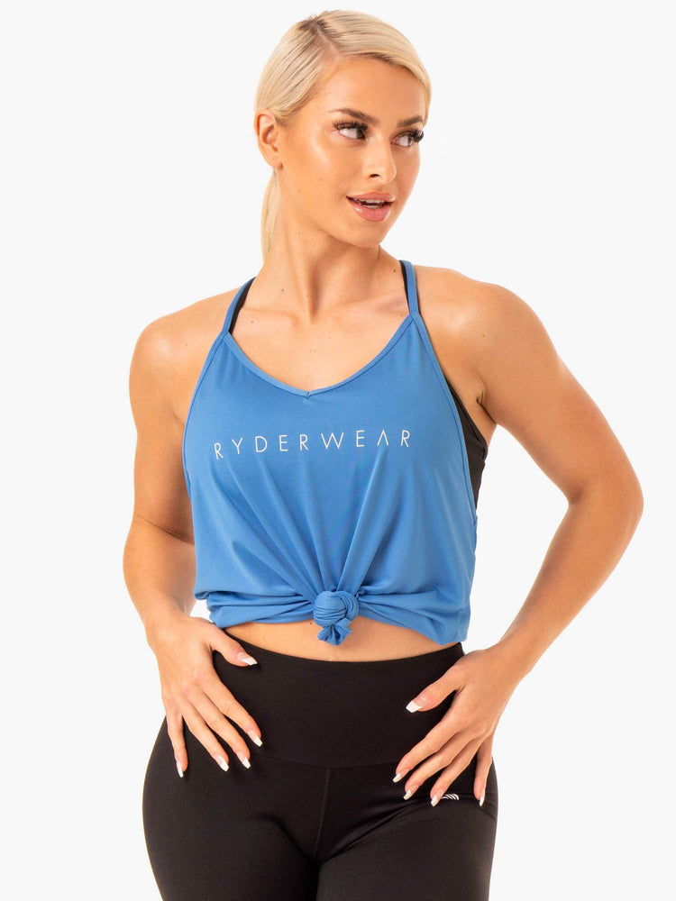 Debardeur Ryderwear Staples Slinky T-Back Bleu Femme | VUJ-84362654