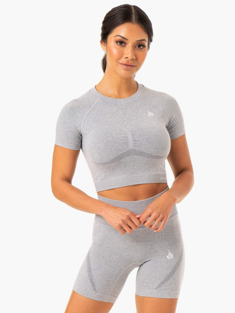 T Shirts Ryderwear Sculpt Seamless Grise Femme | WPJ-77693557