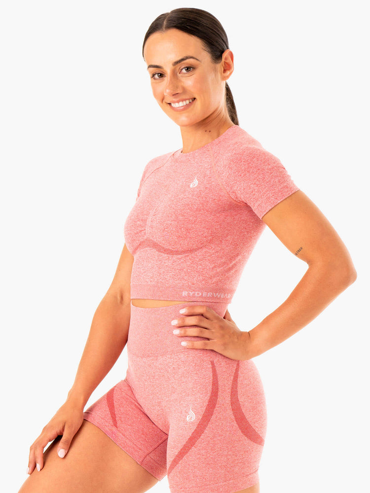 T Shirts Ryderwear Sculpt Seamless Rose Femme | MSV-76621581