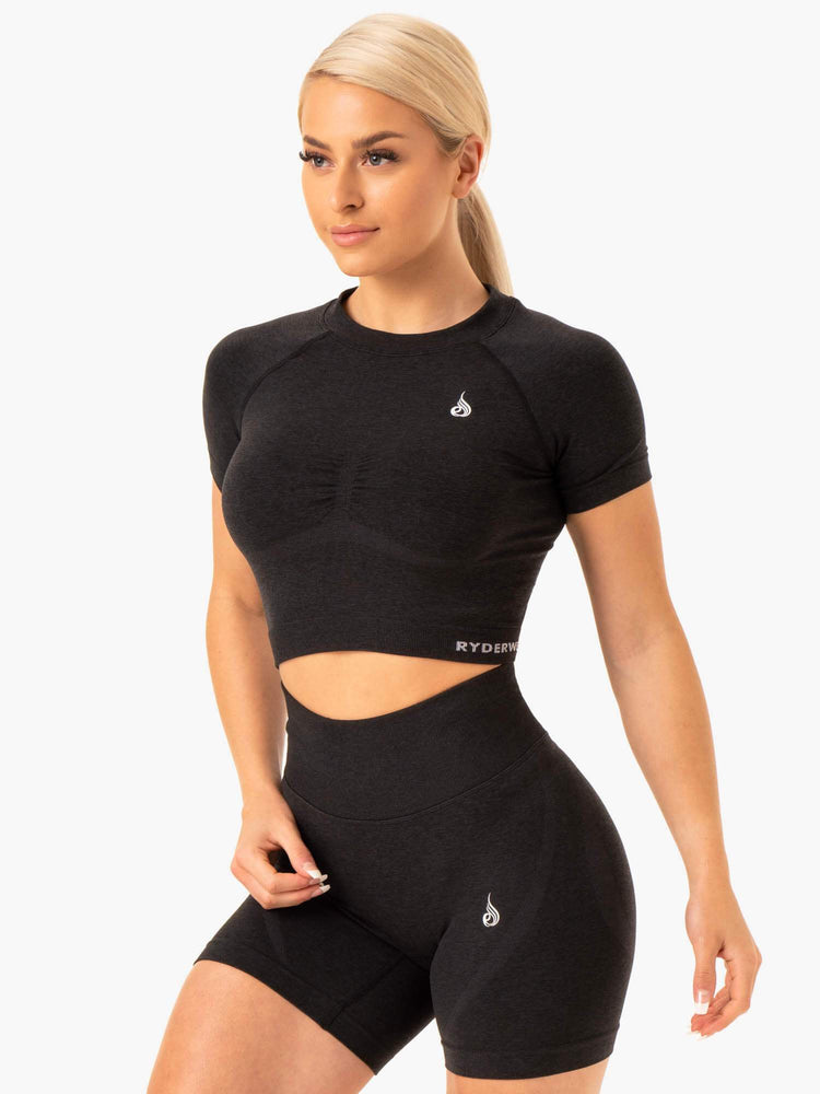 T Shirts Ryderwear Sculpt Seamless Noir Femme | YWH-00087170