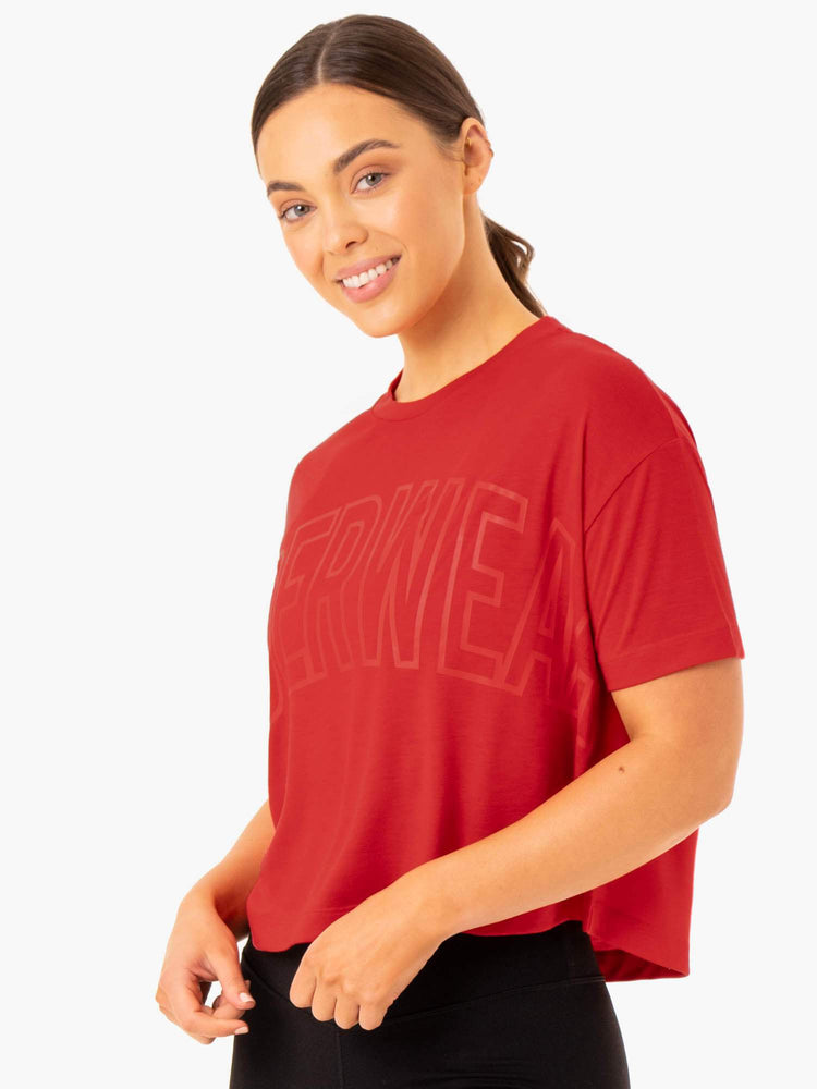 T Shirts Ryderwear Replay Boxy Rouge Femme | ATI-57647159