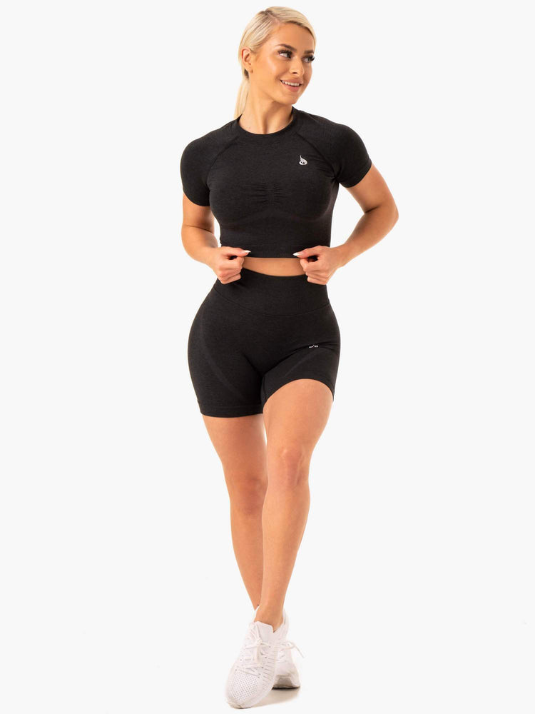 T Shirts Ryderwear Sculpt Seamless Noir Femme | YWH-00087170