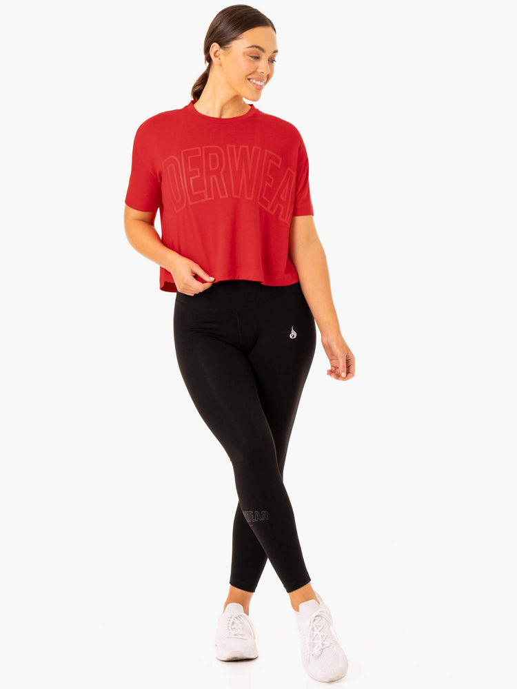 T Shirts Ryderwear Replay Boxy Rouge Femme | ATI-57647159