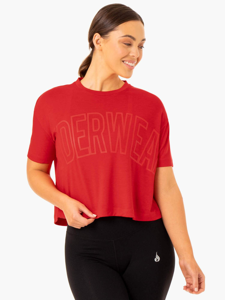 T Shirts Ryderwear Replay Boxy Rouge Femme | ATI-57647159