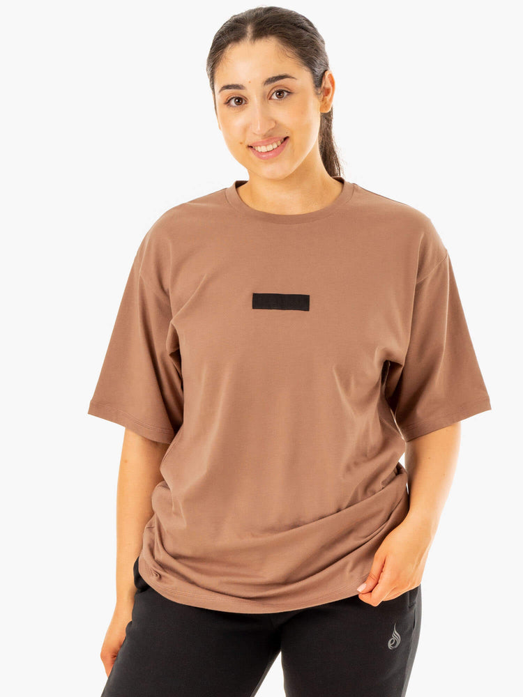 T Shirts Ryderwear Oversized Beige Femme | ENC-72080553