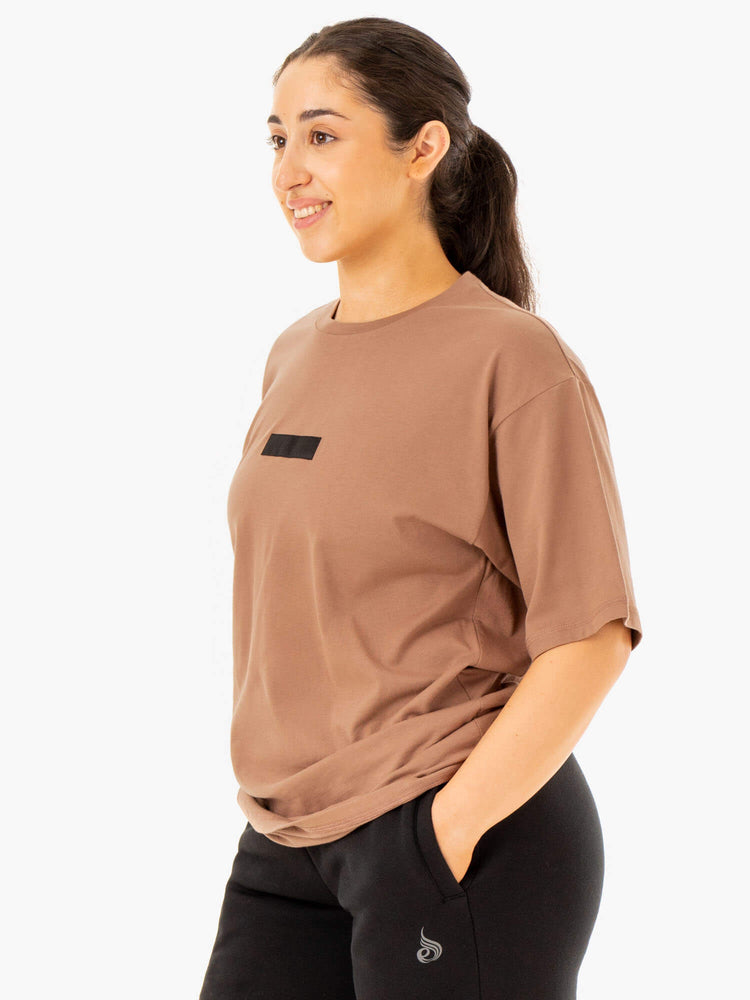 T Shirts Ryderwear Oversized Beige Femme | ENC-72080553