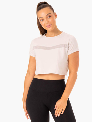 T Shirts Ryderwear Hybrid Mesh Blanche Femme | LAW-40242977