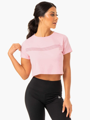 T Shirts Ryderwear Hybrid Mesh Rose Femme | RIR-67778457