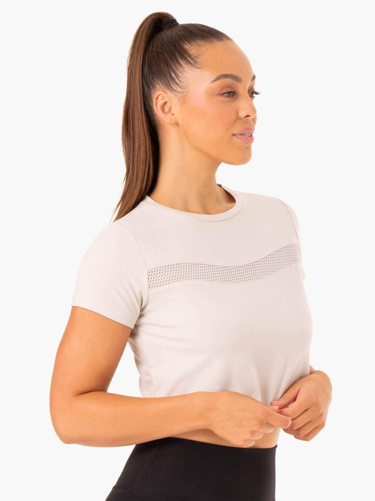 T Shirts Ryderwear Hybrid Mesh Blanche Femme | LAW-40242977