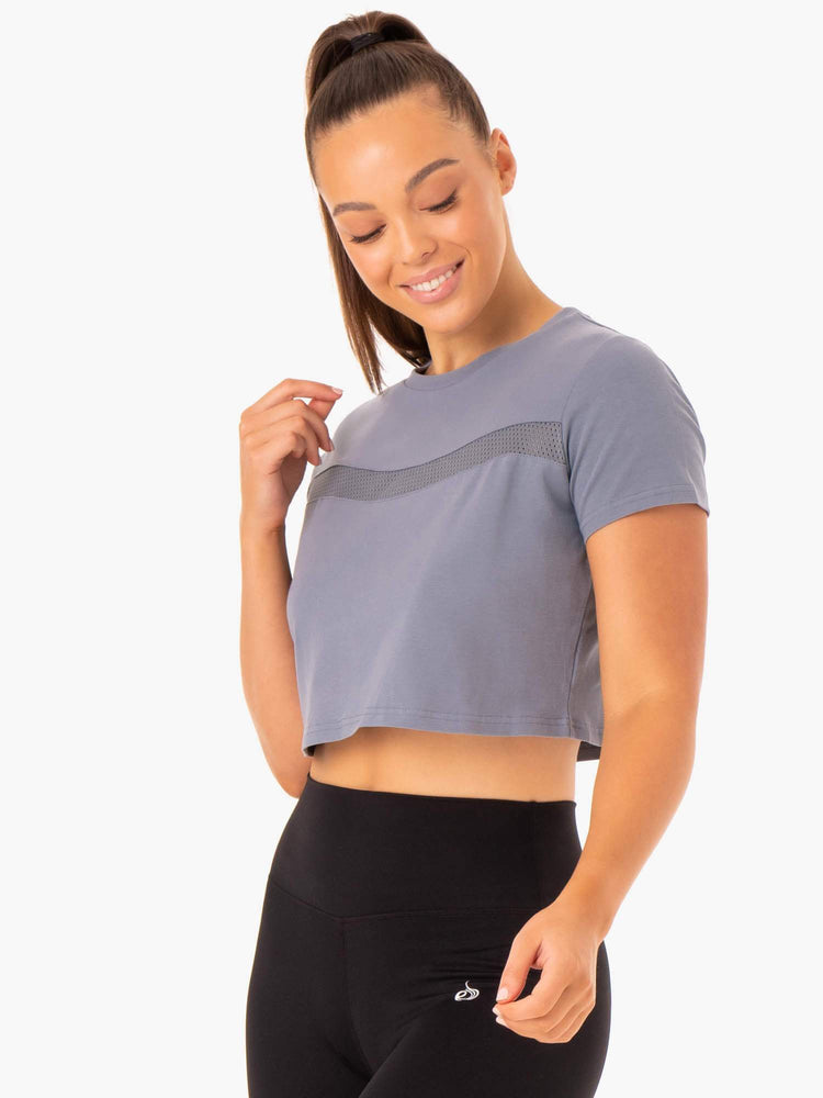 T Shirts Ryderwear Hybrid Mesh Bleu Femme | RPC-32368105