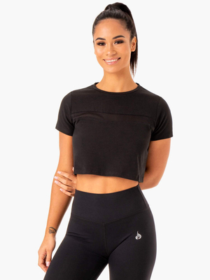 T Shirts Ryderwear Hybrid Mesh Noir Femme | FAE-98515795