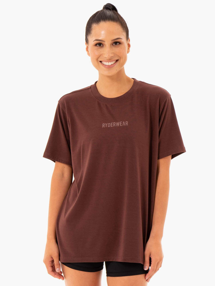 T Shirts Ryderwear Define Long Line Chocolat Femme | QKT-74334475