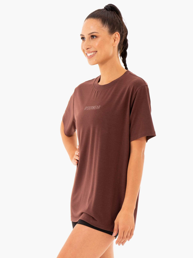 T Shirts Ryderwear Define Long Line Chocolat Femme | QKT-74334475