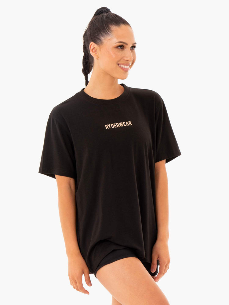 T Shirts Ryderwear Define Long Line Noir Femme | RDL-07984053