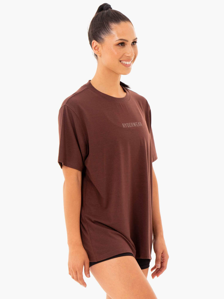 T Shirts Ryderwear Define Long Line Chocolat Femme | QKT-74334475