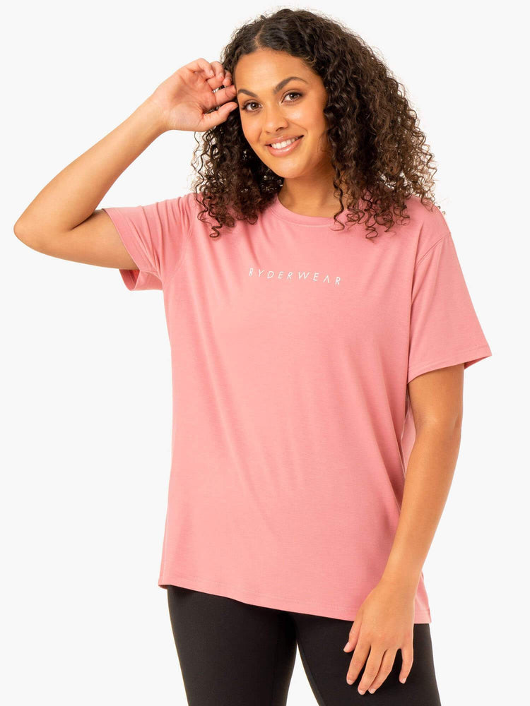 T Shirts Ryderwear Boyfriend Longline Rose Femme | RBO-90605292