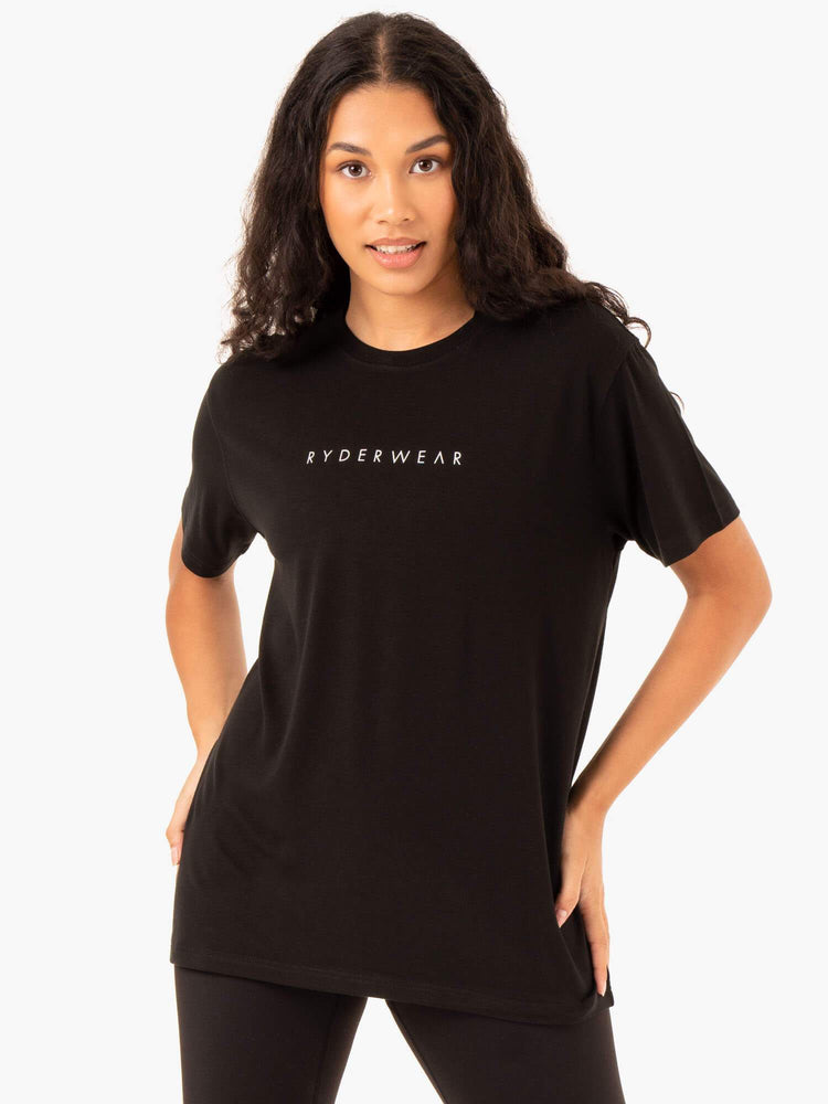 T Shirts Ryderwear Boyfriend Longline Noir Femme | MTX-44493689