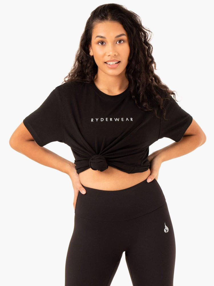 T Shirts Ryderwear Boyfriend Longline Noir Femme | MTX-44493689